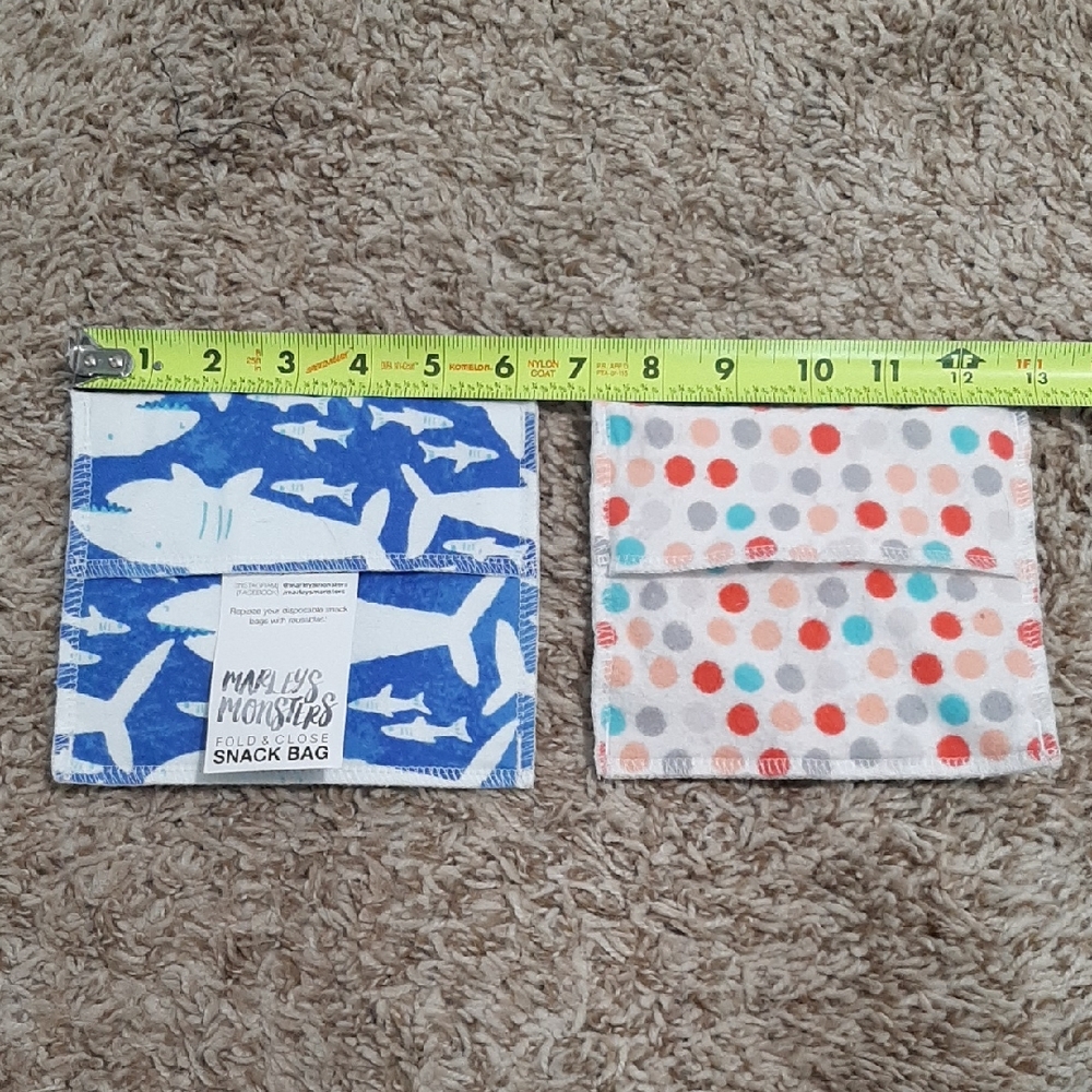 Kids Snack Bag Set - Blue Shark and Multicolor Dots